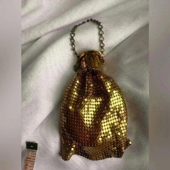 Whiting & Davis Mesh Purse Art Deco gold mesh  Print Vintage Flapper 1920s 1930s - Picture 1 of 8